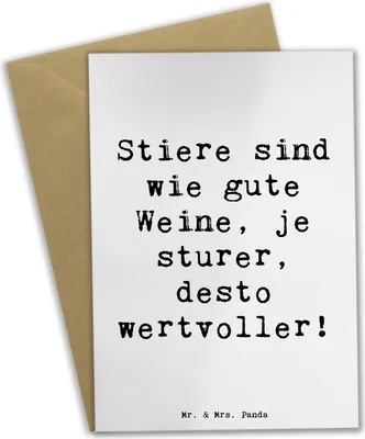 Produktbild von Mr. & Mrs. Panda babykarte Spruch Sturer Stier - Weiß - Geschenk, hochzeitskarten, Grußkarte, osterkarten, Stier-Charakter, Geduld, Geschenke Sternzeichen, Astrologie