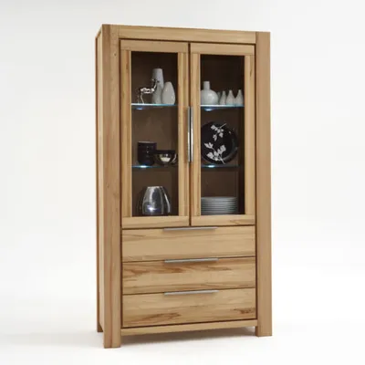 Produktbild von Vitrine Nena Regal Kernbuche Massiv geölt durchgehenden Lamellen H. 200cm B.110cm