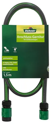 Produktbild von Anschlussset Schlauchwagen Schlauchtrommel - 1,5 m - 1/2 Zoll - PVC - Grau, Grün und Schwarz