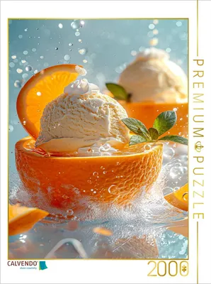 Produktbild von CALVENDO Puzzle Maracuja-Eis in einer Orangenschale und Minzeblättchen | 2000 Teile Lege-Größe 90x67cm Foto-Puzzle für glückliche Stunden