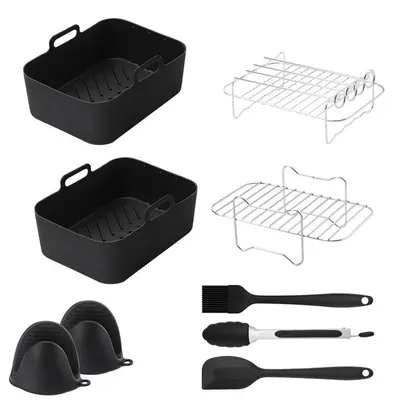 Produktbild von Silikon Airfryer Einsatz Set 5,2L Doppelkorb Antihaft Hitzebeständig Zubehör