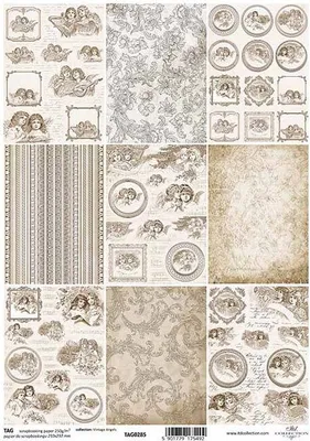 Zdjęcie produktu dla Zestaw tagów do scrapbookingu - TAG-285 anioły vintage