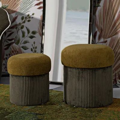 Immagine prodotto di Outjo - Pouf Contenitore, 42x42x44h cm Marrone Terracotta, set da 2