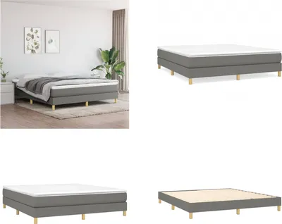 Produktbild von vidaXL Boxspringbett Dunkelgrau 160x200 cm Stoff - Boxspringbett - Boxspringbetten - Bett - Schlafzimmermöbel