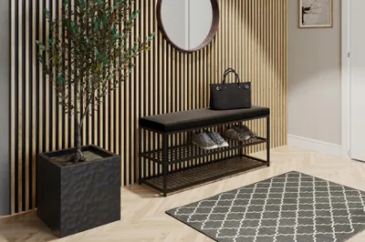 Produktbild von SCHUHREGAL MIT ABLAGEN 100 x 30 x 46 cm – LOFT-SITZHOCKER FÜR DEN FLUR
