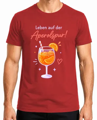 Produktbild von Leben auf der Aperolspur! Sommer Cocktail Spritz Mädelsabend Herren T-Shirt, Rot, S