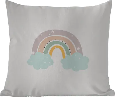 Produktbild von MuchoWow® Outdoor Kissen - Regenbogen - Sterne - Punkte - Wolken - Kinder - 60x60 cm - Wetterfest - Lounge Kissen - Dekoration - Schlaf Kissen