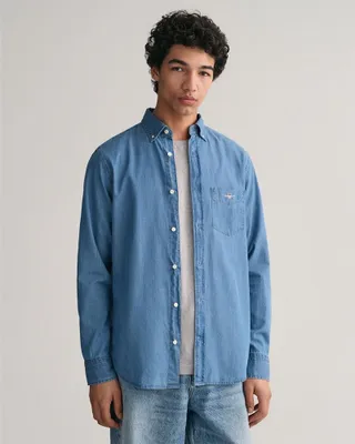 Image de Gant Reg Indigo Bd Chemise à manches longues Bleu XL Homme Bleu XL
