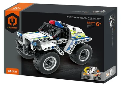 Produktbild von Bausatz für ein Polizeiauto im.MASTER, aus Kunststoff, 199 Teile, in einer Schachtel mit den Maßen 29x20x6 cm