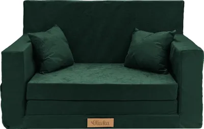 Produktbild von Flumi Kindercouch Kindersofa Spielsofa mit Schlaffunktion für Kinderzimmer -Schlafsessel mit Bettfunktion - Kindermöbel Flaschengrün