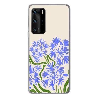 Produktbild von MuchoWow® Handyhülle Schutzhülle Hülle für Huawei P40 Pro Blume - Blau - Blatt - Einfach Silikon Softcase Handy Hülle - Schutz