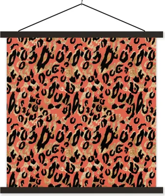 Produktbild von MuchoWow® Textilposter Rosa - Pantherdruck - Gold - Luxus 60x60 cm mit schwarzem Rahmen - Posteraufhänger