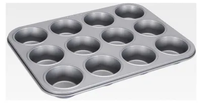 Produktbild von Muffin- und Cupcake-Backform, 12er Antihaft-Backblech für optimale Backergebnisse, PFAS-frei, Größe 35 x 27 cm, für 12 Muffins oder Cupcakes, Silber