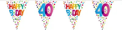Produktbild von 40.Geburtstag bunte Punkte Wimpelkette 10m