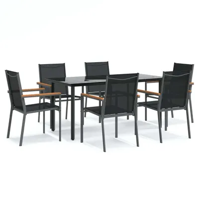 Produktbild von 7-tlg. Garten-Essgruppe Schwarz Textilene und Stahl