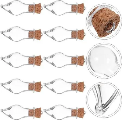 Productafbeelding van Famanu mini-glazen flesjes, 10 stuks, kleine flesjes met kurken - ideaal voor bruiloften en doe-het-zelf projecten