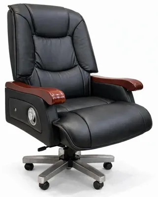 Produktbild von Eleganter Chefsessel aus schwarzem Leder mit verstellbaren Armlehnen