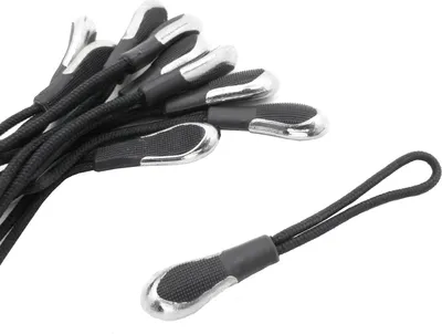 Produktbild von 10 Zipper-Schlaufen Reißverschluss-Anhänger Metallsaum Reißverschluss-Verlängerung Pull Anhänger, Farbe:grau