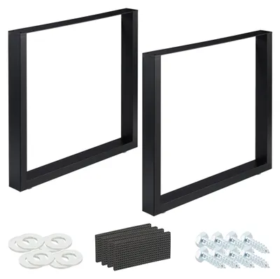 Productafbeelding van Relaxdays Tafelpoten, set van 2, BxH: 80x72 cm, metalen tafelpoten voor bureau, eettafel, salontafel, industriële stijl, zwart