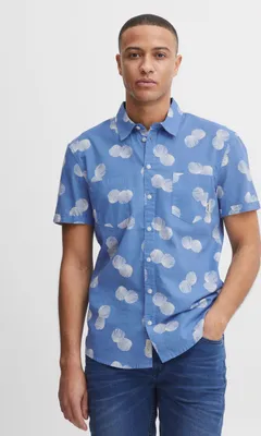 Produktbild von Blend 20715456 Shirt Herren Kurzarmhemd Herrenhemd Hemd Regular Fit Club-Kragen Blumen-Muster Hochwertige Baumwoll-Qualität