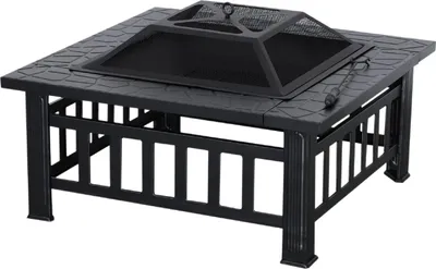 Produktbild von Feuerschale mit Grillrost und Funkenfang für Garten, Terrasse und Balkon - 81x81x44,5 cm