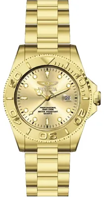 Obrázek produktu pro Invicta Pro Diver 69523 Pánské Hodinky - Quartz Hnutí - Nerezová Ocel se Zlatým Ciferníkem - 43 mm