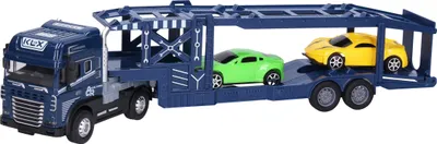 Zdjęcie produktu dla Metalowy traktor z samochodami na kole zamachowym 42 cm