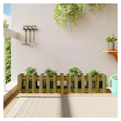 Produktbild von Hochbeet mit Lattenzaun-Design 150x30x30 cm aus imprägniertem Kiefernholz