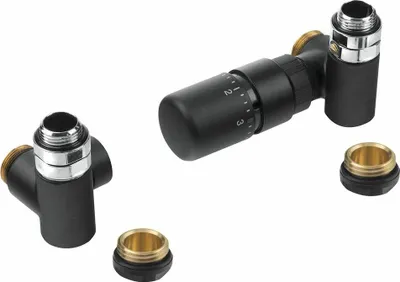 Obrázek produktu pro Rohová termostatická připojovací sada COMBI, pravá, černá matná