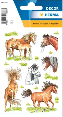 Produktbild von HERMA Sticker DECOR "Gezeichnete Pferde" 3 Blatt à 6 Sticker
