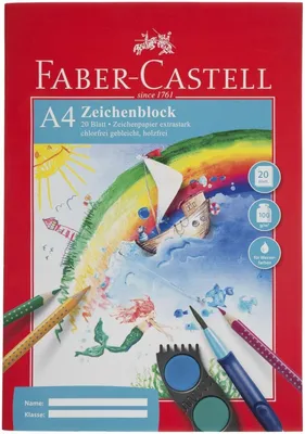 Produktbild von Zeichenblock A4 Rote Linie 20 Blatt Packung mit 10 Stück