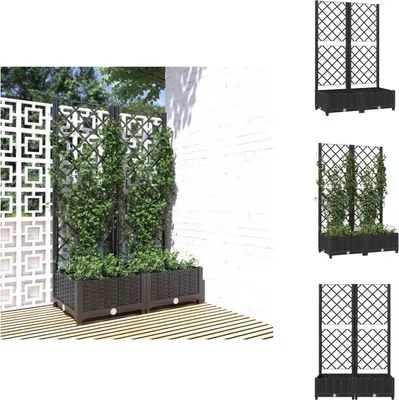 Immagine prodotto di vidaXL Fioriera con traliccio nero 80x40x121,5 cm PP - Vasi da fiori e fioriere