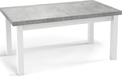 Produktbild von Moderner Rechteckiger Ausziehbarer Esstisch - Platzsparend - Weißen Holzbeine - 160 bis 210 cm - Hergestellt in EU - 160 x 90 cm - Grau Beton
