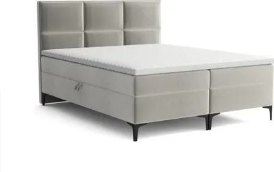 Produktbild von Emoebel24 Boxspringbett mit Topper und 2 Bettkasten, Polsterbett, Doppelbett 180x200 cm  Goix Hellgrau