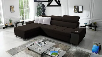 Produktbild von Kaiser Möbel Bequemes Ecksofa mit Schlaffunktion MORENA I MAXI Sawana Dunkelbraun Links
