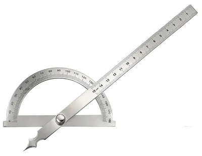 Produktbild von Winkelhaken Gradmesser Winkelmesser - 0-180° - 150 mm - Edelstahl - Mit Feststellschrauben