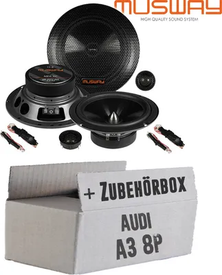 Produktbild von Lautsprecher Boxen Musway ME6.2C - 16,5cm System Auto Einbauzubehör - Einbauset passend für Audi A3 8P - justSOUND