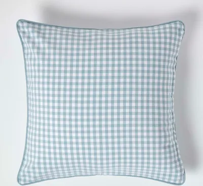 Produktbild von HOMESCAPES Gingham-Kissenbezug aus Baumwolle, 60 x 60 cm, blau