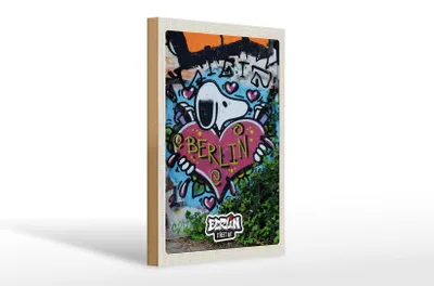Produktbild von Holzschild Reise 20x30cm Berlin Liebe Graffiti Kunst Art