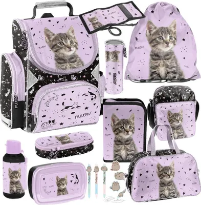Produktbild von Mega Schulset XXL – Katze 11 -teiliges Schulranzen-Set Für Jungen & Mädchen Kätzchen