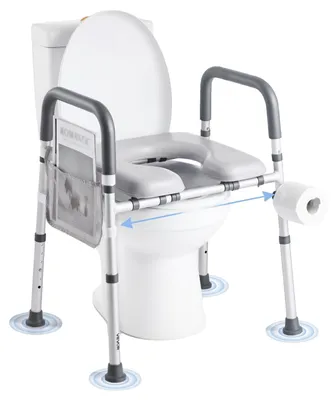 Immagine prodotto di VEVOR Rialzo per WC Rialzo per WC (altezza e larghezza regolabili) con braccioli, portata 181 kg e 4 gambe, sedile WC rialzato per anziani, disabili e donne in gravidanza