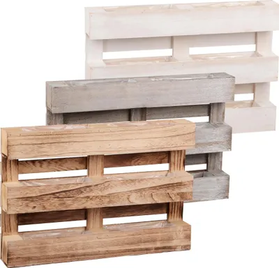 Produktbild von UNUS® Paletten Holz 3 Reihen m Unterteilung 6 Kästen Kunststoffeinsatz geflammt