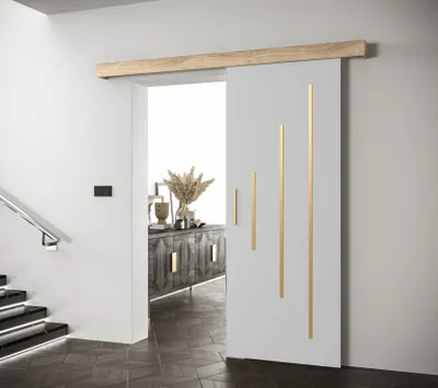 Produktbild von Schiebetür mit goldenem Griff SALOME 11 – weiß / Eiche Sonoma