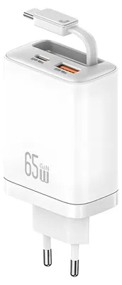 Image de Usams Xiang Series Cc299 65W 1Xusb-C 1Xusb-A Network Charger + Usb-C Cable White