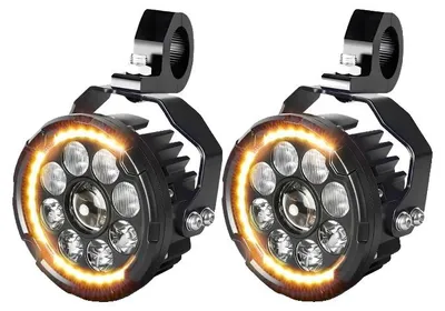 Immagine prodotto di Fari supplementari per moto, faretti LED, impermeabili, DRL bianco ambra