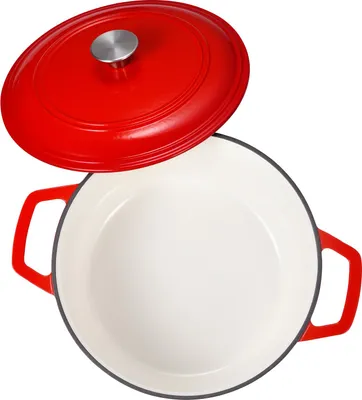 Produktbild von SucceBuy Schmortopf aus emailliertem Gusseisen, 5,68 L Dutch Oven für Sauerteigbrot, langlebiger Kochtopf mit Deckel und Griffen, hitzebeständig bis 260 °C, ideal zum Kochen und Braten