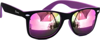 Produktbild von Damen Nerd Sonnenbrille Retro 50er 60er Jahre Nerdbrille Schwarz Lila Verspiegelt Vintage Design Zweifarbig Rennec