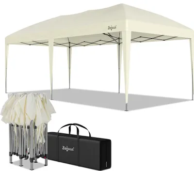 Produktbild von Zelsius Faltbarer Pavillon 3 x 6 m, Beige, Pop-Up Faltpavillon, Gartenzelt, Partyzelt mit Tasche