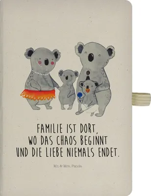 Produktbild von Mr. & Mrs. Panda Notizbuch A5 Koala Familie - Transparent - Geschenk, Journal, Kladde, Mama, Geschwister, Adressbuch, Family, Muttertag, Reisetagebuch, Skizzenbuch