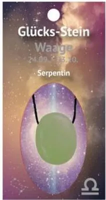 Produktbild von Glücksstein mit Band auf Astrokarte Waage/Serpentin
